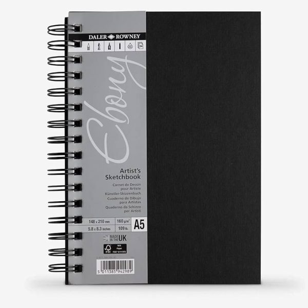 Ebony 54 Sheets 160G Sketchbook Portrait A5 Spiral