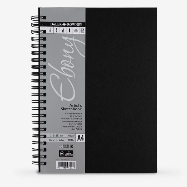 Ebony 54 Sheets 160G Sketchbook Portrait A4 Spiral